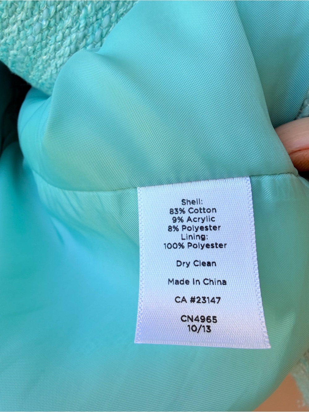 Talbots turquoise tweed hidden button blazer - Picture 8 of 8